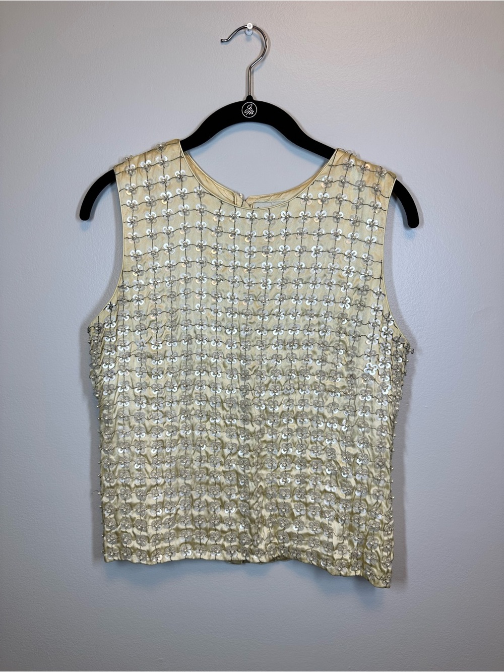 Banana Republic Cream Sleeveless Sequin-Embellished Camisole